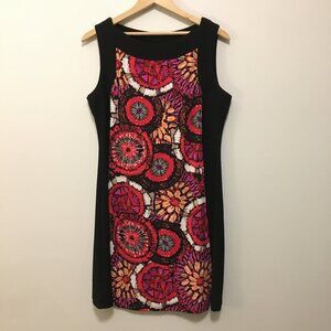 Canadian Clientele Abstract Floral Bohemian Black Trim Mini Dress